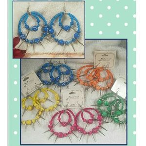 E105 4" Fireball & Spike Double Hoop Earrings